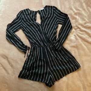 hollister black striped romper